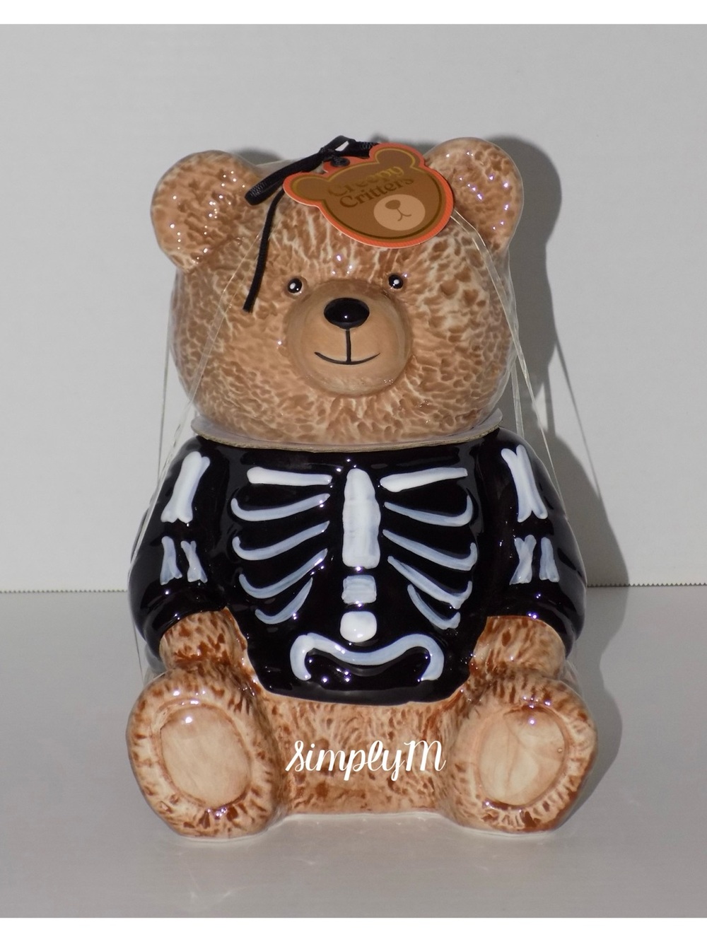 Halloween Skeleton Teddy Bear Canister